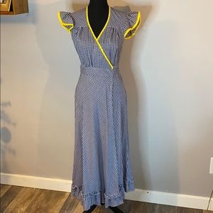 Vintage 1970s gingham print wrap dress